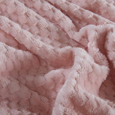 Sleepdown Blush Pink Waffle Teddy Fleece Duvet Quilt Cover Pillowcase Set Thermal Bedding Double - 5