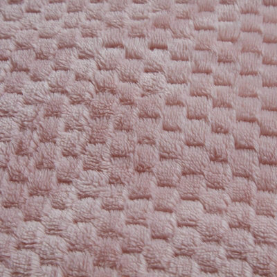 Sleepdown Blush Pink Waffle Teddy Fleece Duvet Quilt Cover Pillowcase Set Thermal Bedding Single
