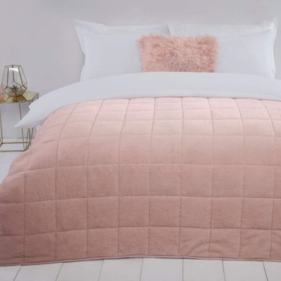 Sleepdown Blush Pink Weighted Blanket Soft Teddy Fleece Gravity Throw 120x150cm 4kg DIY at B Q