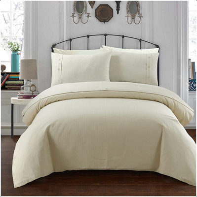 Sleepdown Cream Duvet Set Bed Quilt Cover Waffle Geo Honeycomb Geometric Bedding  Super king