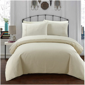 Sleepdown Cream Duvet Set Bed Quilt Cover Waffle Geo Honeycomb Geometric Bedding  Super king