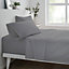 Sleepdown Fitted Sheet Grey Soft Easy Care Polycotton Bed Linen Bedsheet Bedding Double