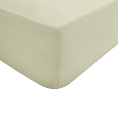 Sleepdown Fitted Sheet Ivory Easy Care Polycotton Bed Linen Bedsheet Bedding Super King