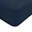 Sleepdown Fitted Sheet Navy Soft Easy Care Polycotton Bed Linen Bedsheet Bedding King Size