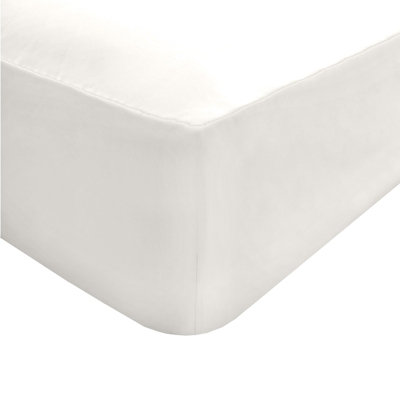 Sleepdown Fitted Sheet White Easy Care Polycotton Bed Linen Bedsheet Bedding Double