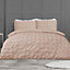 Sleepdown Geometric Rouched Pleat Ruched Pintuck Duvet Set Quilt Cover Bedding Blush Super King