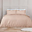Sleepdown Geometric Rouched Pleat Ruched Pintuck Duvet Set Quilt Cover Bedding Blush Super King