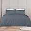 Sleepdown Geometric Rouched Pleat Ruched Pintuck Duvet Set Quilt Cover Bedding Charcoal Double