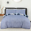 Sleepdown Inky Floral Blue Duvet Set Quilt Cover Reversible Polycotton Bedding King Size