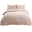 Sleepdown Natural Ivory Teddy Fleece Duvet Quilt Cover Pillow Case Set Bedding Double