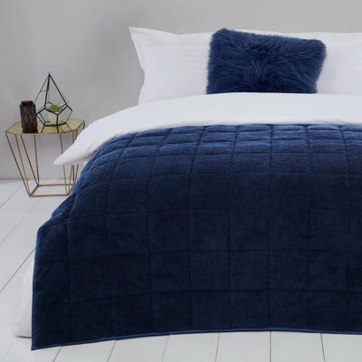 Sleepdown Navy Blue Weighted Blanket Soft Teddy Fleece Gravity Throw