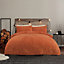 Sleepdown Rust Orange Teddy Fleece Duvet Quilt Cover Pillow Case Set Bedding Double