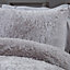 Sleepdown Silver Shaggy Faux Fur Long Pile Fleece Duvet Quilt Cover Set Thermal Bedding Single