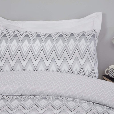 Sleepdown Zig Zag Geometric Monochrome Duvet Set Quilt Cover Polycotton Bedding King Size - 3