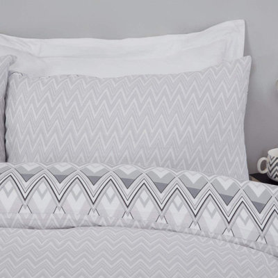 Sleepdown Zig Zag Geometric Monochrome Duvet Set Quilt Cover Polycotton Bedding King Size - 4