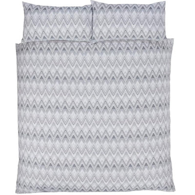 Sleepdown Zig Zag Geometric Monochrome Duvet Set Quilt Cover Polycotton Bedding King Size - 5