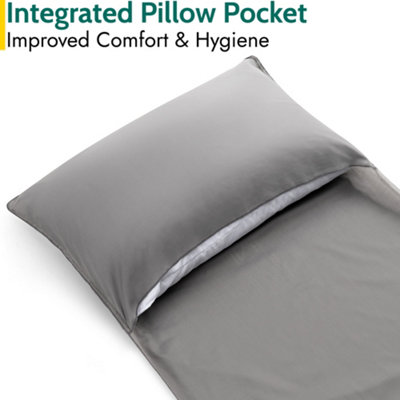 Sleeping Bag Liner Single Adult Envelope Rectangle Lightweight With Pillow Slot - 4