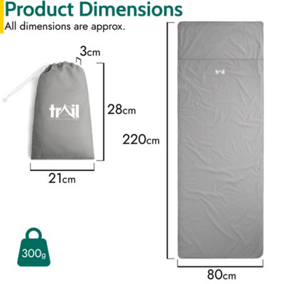 Sleeping Bag Liner Single Adult Envelope Rectangle Lightweight With Pillow Slot - 6