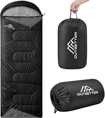 Sleeping Bags Adults 3 Season Backpacking Waterproof Hiking Camping Waterproof - Black