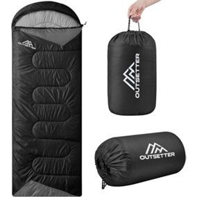 Sleeping Bags Adults 3 Season Backpacking Waterproof Hiking Camping Waterproof - Black