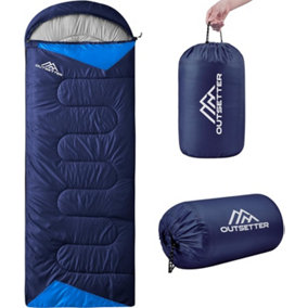 Sleeping Bags Adults 3 Season Backpacking Waterproof Hiking Camping Waterproof - Navy Blue