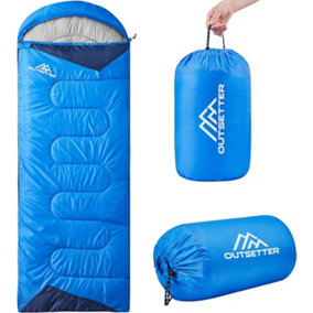 Sleeping Bags Adults 3 Season Backpacking Waterproof Hiking Camping Waterproof - Sky Blue
