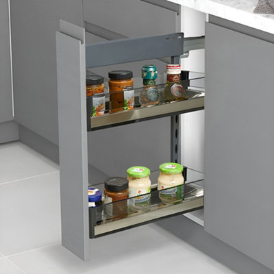 Slide Out Storage Drawer 2 Tier Pull Out Kitchen Storage Pantry Shelves Drawers Cabinet for Home