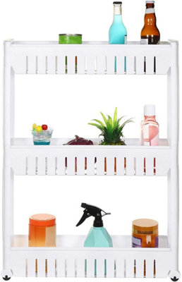 Slide Out Storage Tower 3 Tier Slim Rolling Trolley Rack Durable Space ...