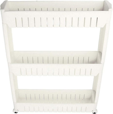 Slide Out Storage Tower 3 Tier Slim Rolling Trolley Rack Durable Space ...