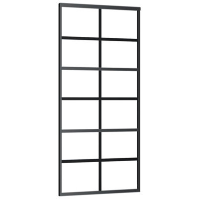 Sliding Door ESG Glass and Aluminium 90x205 cm Black