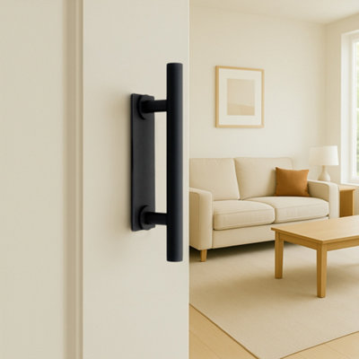 Sliding Door Handle Double Sided Black Barn Door Handle for Barn Door Sliding kit Flush Finger Pull