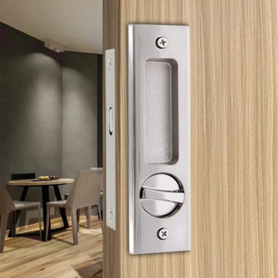 Sliding Door Lock Latch with Turn Knob & Key Invisible Recessed Handle ...