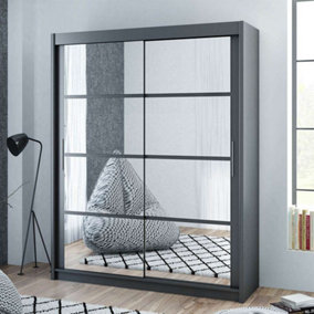 Sliding Door Wardrobe DAKOTA 160 cm Grey