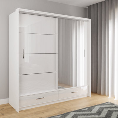 Sliding Door Wardrobe MARSYLIA 208cm White Gloss