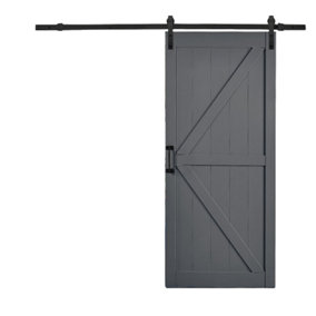 Sliding Internal Door Indoor Door Barn Door and 2m Sliding Kit Set,Dark Grey