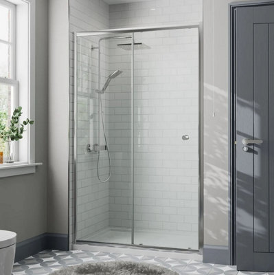 Sliding Shower Door 4mm Glass with 1000x1000mm tray | DIY at B&Q