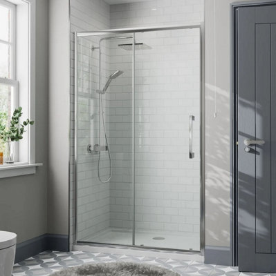 Sliding Shower Door Enclosure Tempered Glass 1000mm - 6