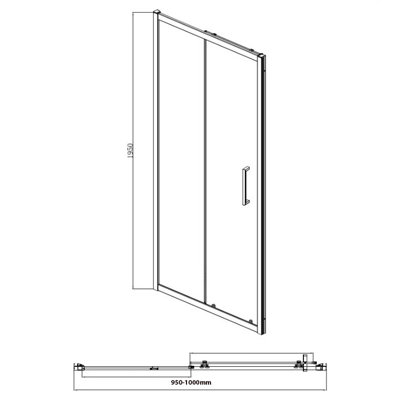 Sliding Shower Door Enclosure Tempered Glass 1000mm - 7