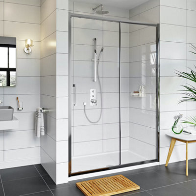 Sliding Shower Door Enclosure Tempered Glass 1950 x 1500 mm | DIY at B&Q