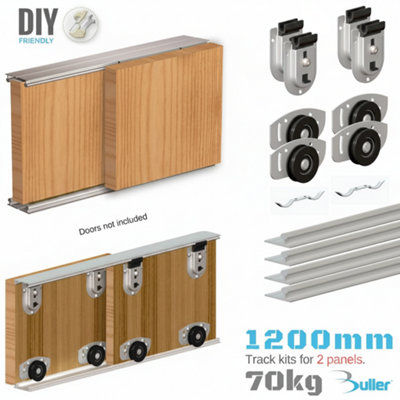 Sliding Wardrobe Door Track Kit Bottom Roller Gear Set Smooth Glide ...
