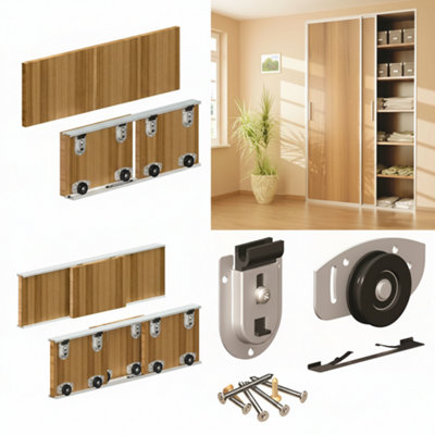 Sliding Wardrobe Door Track Kit Bottom Roller Gear Set Smooth Glide ...