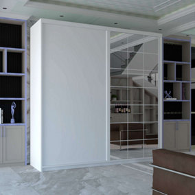 Sliding Wardrobes 4U Lustrum Single Mirror Sliding Door Wardrobe - White 200cm