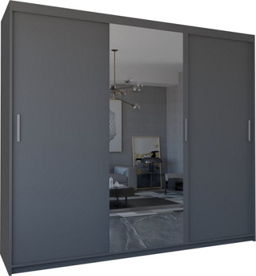 Sliding Wardrobes 4U Meldon Grey 3 Door Sliding Wardrobe with Center ...