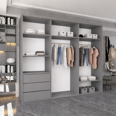 Sliding Wardrobes 4U Meldon Grey 3 Door Sliding Wardrobe with Center ...