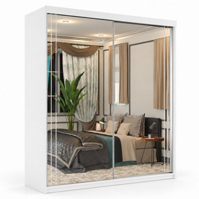 Sliding Wardrobes 4U Modern White Sliding Wardrobe with Full Mirror ...