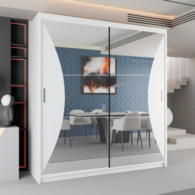 Sliding Wardrobes 4U Norfolk Mirror Sliding Door Wardrobe in 3 Colors and 2 sizes (White W2030mm H2170mm)