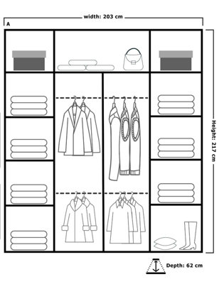 Sliding Wardrobes 4U Norfolk Mirror Sliding Door Wardrobe in 3 Colors and 2 sizes (White W2030mm H2170mm)