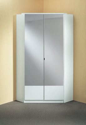 Small corner wardrobe store with mirror