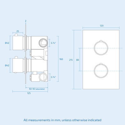 SLIM 2 DIAL 2 WAY CONCEALED SHOWER MIXER VALVE ROUND CEILING HEAD WRAS APPROVED - 3