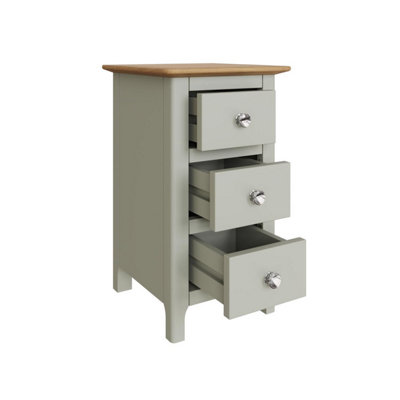 Slim 3 Drawer Bedside Table Nightstand Oak Veneer Painted Finish Sage Green — free download